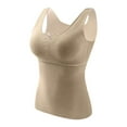 thumbnail image 2 of Drie Base Layer Women Women's Thermal Tank Tops Fleece Lined Sleeveless Underwear Vest Reversible Warm Base Layer Camisole Khaki,L, 2 of 7