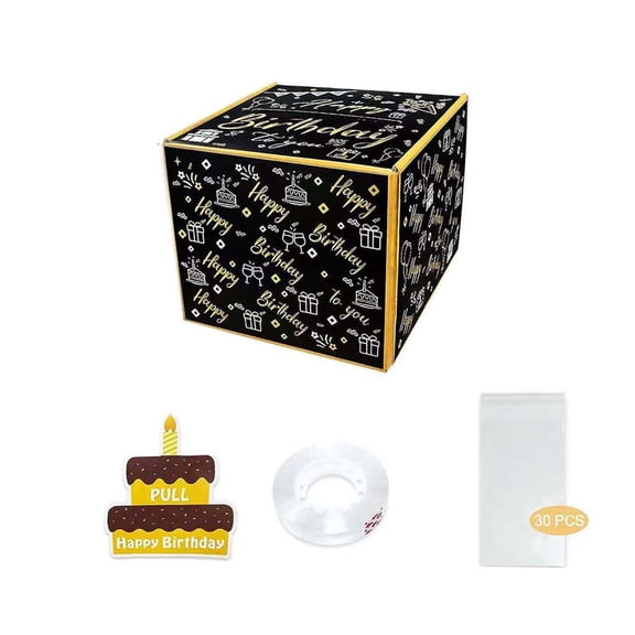 Black Paper Happy Birthday Cash Pull Box For Money Gift Card Diy Surprise Set Black Cash Gift Box With Drawer Design
