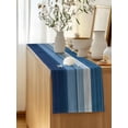 thumbnail image 5 of Table Runner 120 Inches Long for Kitchen Dining, Blue Ombre Stripe Dresser Scarf Farmhouse, Dining Table Decorations for Wedding/Parties, Farmhouse Striped Modern Abstract Art 13 x 120 In, 5 of 9