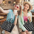 thumbnail image 5 of Canvas Tote Bag for Women with Compartments, Large Black Polka Dot Teacher Student Shoulder Bag Nurse Purses Crossbody Bags Work Laptop Book Bag Satchels Handbags, 5 of 6