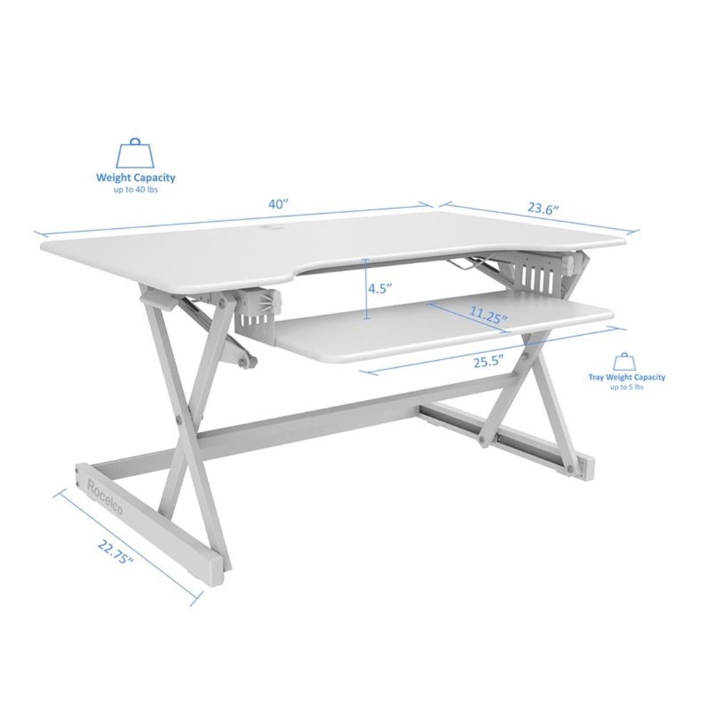 Pemberly Row Adjustable White Standing Desk Converter/Dual Monitor Mount Bundle
