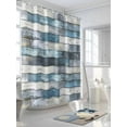 thumbnail image 3 of Fsddascl Blue Grey Wooden Shower Curtain Set - 48" x 72" Washable Bathtub Curtain with 12 Hooks, Farmhouse Vintage Cabin Stripes Waterproof Fabric Stall Shower Curtains for Bathroom/Bathtub Décor, 3 of 6