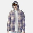 thumbnail image 4 of Sigee Heart Check Plaid Print UPF50+ Men's Sun Protection Hoodie Shirt SPF UV Shirt Long Sleeve Fishing Outdoor Lightweight, S-3XL, 4 of 9