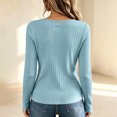 thumbnail image 6 of Hurxie Womens Long Sleeve Henley T Shirts Button Down Slim Fit Tops Scoop Neck Ribbed Knit Shirts Light Blue,XL, 6 of 7