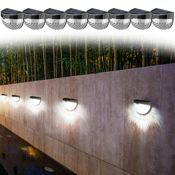 Fiudx Luces Solares para Cercas, Poste de Luz Solar Dusk Till Dawn, Lámpara de Jardín Impermeable Ip65, Ideal para Escaleras, Terrazas, Decoración de Exterior, Vida Útil de 10 000 H, Diseño Ecológico