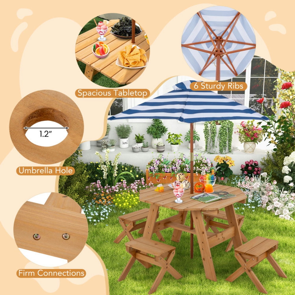 Spaco Kids Wooden Table Set for Children Aged 3+ Years-Natural, Toddler Table and Chair Set for Arts & Crafts, Snack Time, Homeschooling, Homework