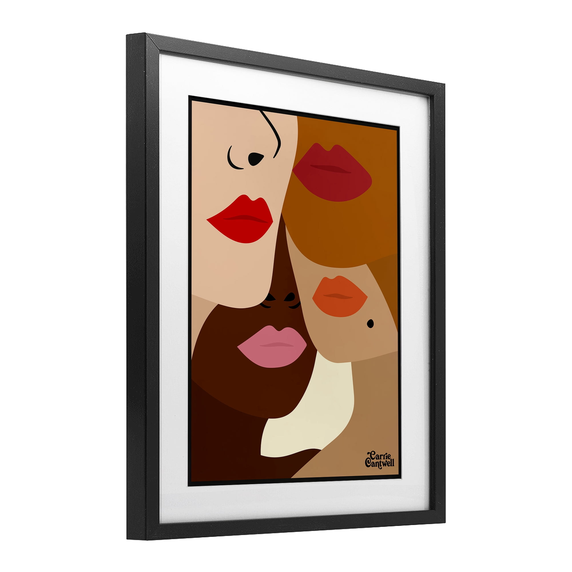 Many Faces of Women Black Framed Print Under Glass, design by Carrie Cantwell
