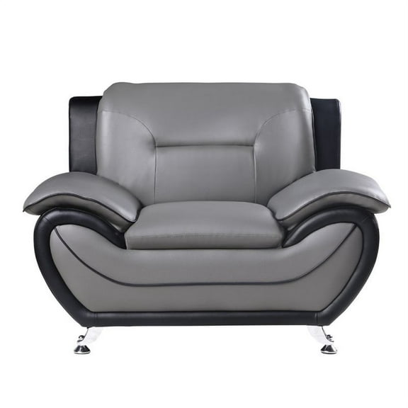 Lexicon Matteo Faux Leather Accent Chair in Gray and Black