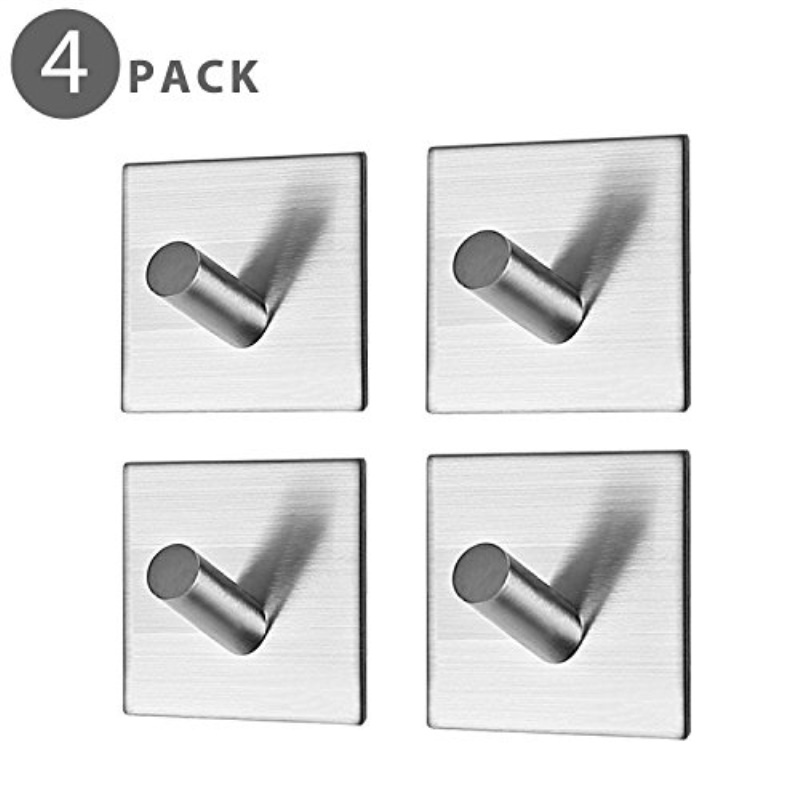 Self Adhesive Towel Robe Hook Sticker Brushed Stainless Steel 4 Pack