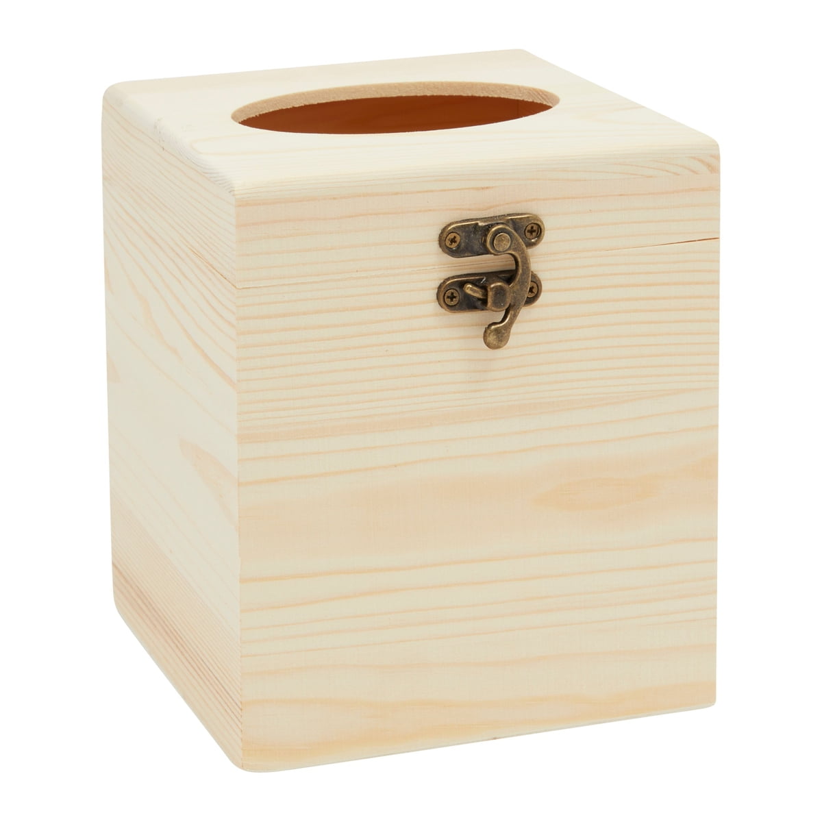 Unfinished Wood Tissue Box Cover Square Holder with Latch, DIY Paint