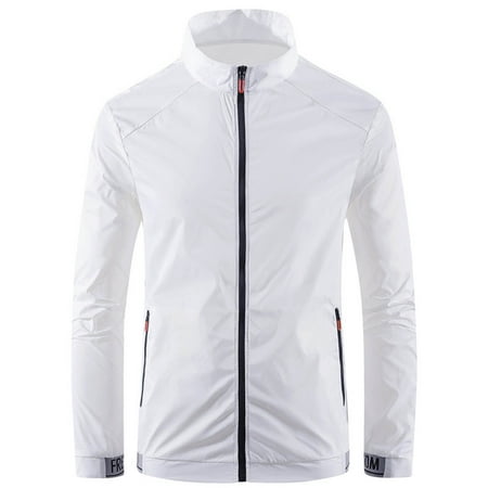 BinBiL Men s Long Sleeve Sun Protection Fishing Shirt with Zipper Pockets UPF 50+ Lightweight Cool Sun Shirts for Men Hiking Outdoor White 14(XXXL)