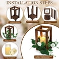 thumbnail image 3 of 6 Pcs Wooden Lantern Centerpiece Set with Eucalyptus Wreaths & LED Flameless Candles for Wedding, 3 of 6