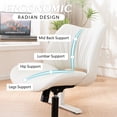 thumbnail image 3 of YOUNIKE Ergonomic Office Chair, Armless Home Chair, Swivel Desk Chair, Curved Back Vanity Chair with Leather Padded Seat, Height Adjustable, White, 3 of 8