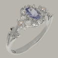 thumbnail image 2 of LBG British Made 14k White Gold Natural Tanzanite & Cultured Pearl Womens Promise Ring - 33 size options - Size 10.75, 2 of 8