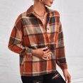 thumbnail image 4 of Jinhomg Women's Flannel Plaid Jacket Fall Winter Casual Long Sleeve Button Down Shacket Warm Cozy Lapel Collared Fuzzy Shirt Jackets 90 off Clearance Sale Wine XL, 4 of 8