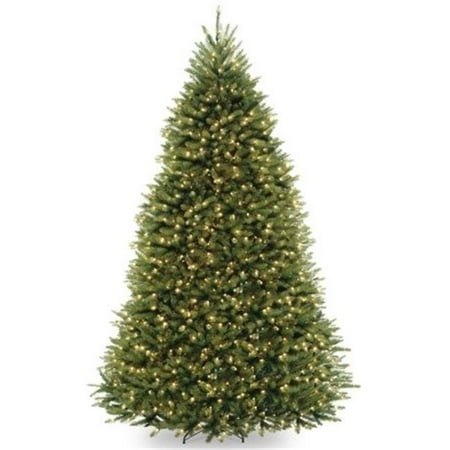Dual Bore Christmas Tree National Tree Pre-Lit 10' Dunhill Fir Hinged Artificial Christmas Tree with 1200 Low Voltage Dual LED Lights with 9 Function Footswitch ()