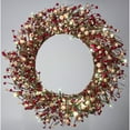 thumbnail image 3 of Red Co. 22” Light-Up Christmas Wreath with Red and Cream Pip Berries, Battery-Operated LED Lights with Timer, 3 of 6