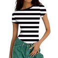 thumbnail image 1 of Xuyuer Print Fitted Pencil Top - Women's Casual Unstructured Round Neck Short Sleeve Shirt Matching Set for Office Chic Ensembles, Dinner Date Nights & Modern Separates Wardrobe Styling, 1 of 5