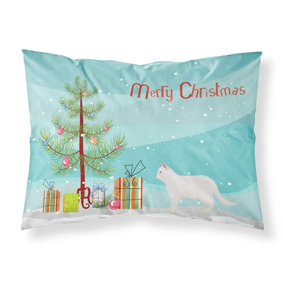 Poodle Cat 2 Cat Merry Christmas Fabric Standard Pillowcase