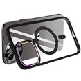 thumbnail image 4 of For Apple iPhone 12 / 12 Pro Magnetic Circle Ring Stand Transparent Alloy Chrome Frame Hybrid with MagSafe Compatible Cover ,Xpm Phone Case [ Black ], 4 of 4