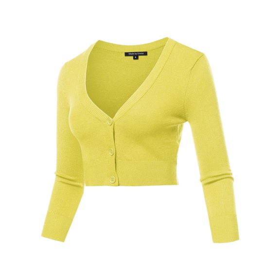 FashionOutfit Women's Solid V-Neck Bolero Cropped Cardigan