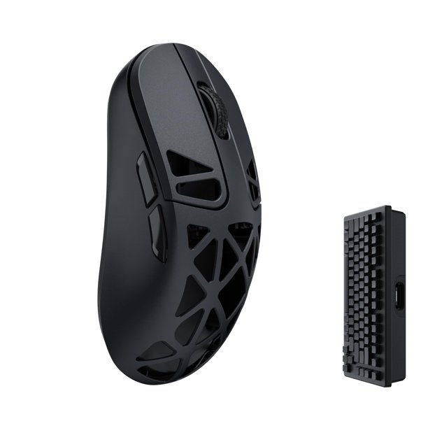 Keychron M3 Mini 4K Ratón Óptico Inalámbrico Bluetooth 5.1/2.4 GHz/Con Cable, Ultra Ligero 65g Programable Sensor PixArt 3395 hasta 26,000 DPI/650 IPS para Windows Mac Linux - Negro Metálico