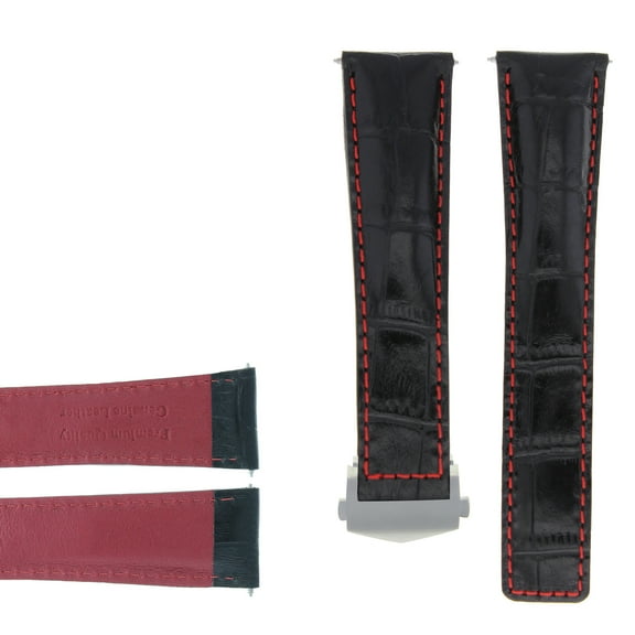 20MM LEATHER BAND STRAP FOR TAG HEUER CARRERA BLACK RED FIT CLASP FC5037-39-41