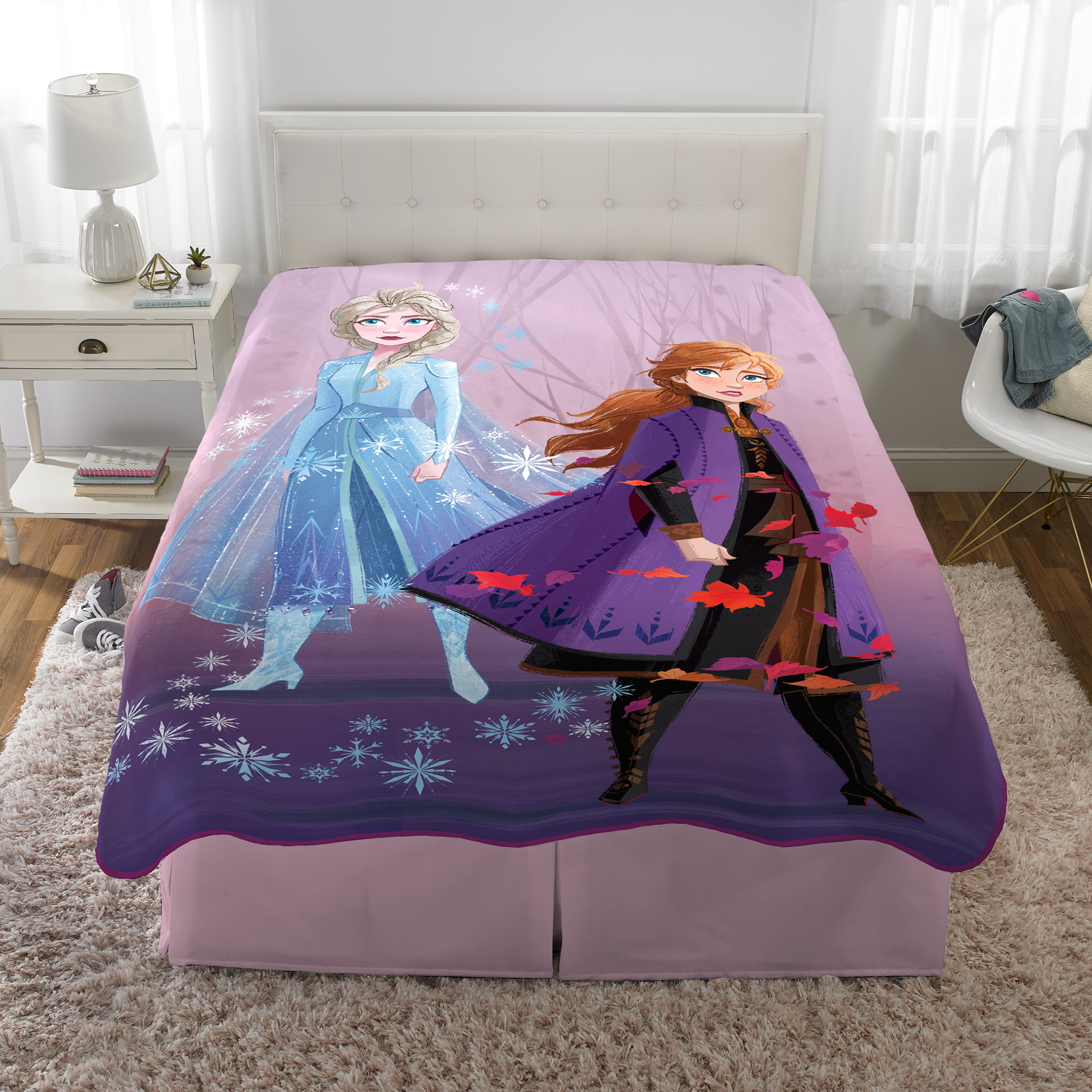 Disney Frozen Plush Mink Blanket Elsa Anna Raschel Twin Bed Throw 59" X 78" for sale online 
