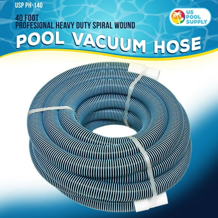 U.S. Pool Supply 1-1/2 x 40 Foot Professional Heavy Duty Spiral Wound Swimming Pool Vacuum Hose with Kink-Free Swivel Cuff, Flexible - Connect to Vacuum Heads, Skimmer, Filter Pump Inlet, Accessories