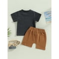 thumbnail image 4 of Coduop Baby Boys Summer Outfit Set Short Sleeve T-shirt and Casual Bandage Elastic Shorts Set, 4 of 9