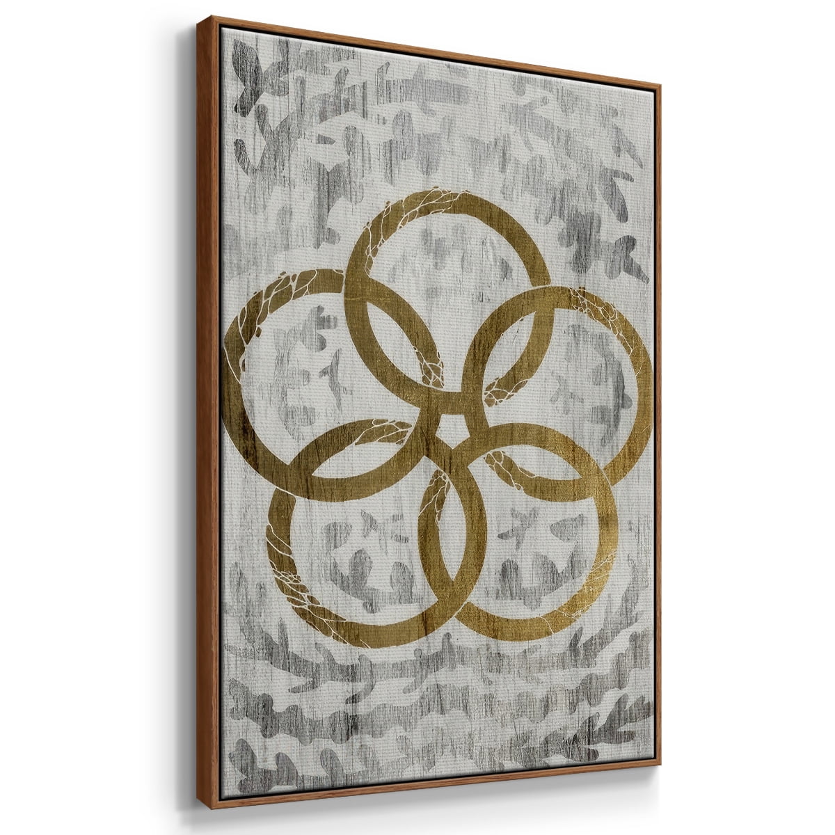 Five Golden Rings - Gold Leaf Holiday - Framed Gallery Wrapped Holiday Canvas - 25 x 37 - Rosewood Frame