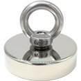 thumbnail image 1 of Neodymium magnet 140 kg force diameter 60 mm, magnets with powerful lifting rings for industry and science, magnetic fishing, 1 of 5