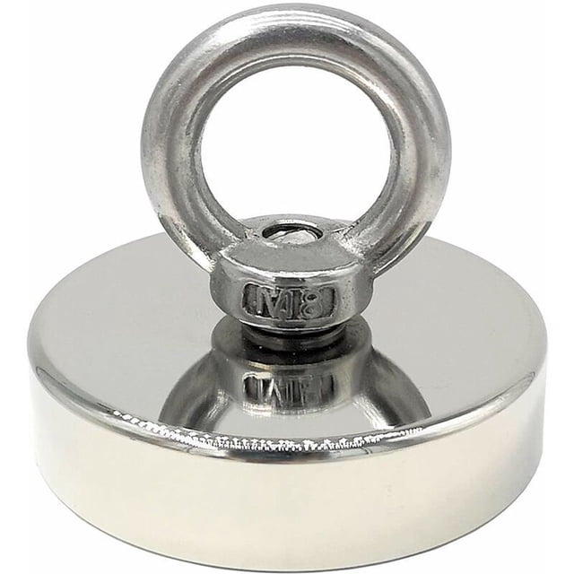 Neodymium magnet 140 kg force diameter 60 mm, magnets with powerful lifting rings for industry and science, magnetic fishing
