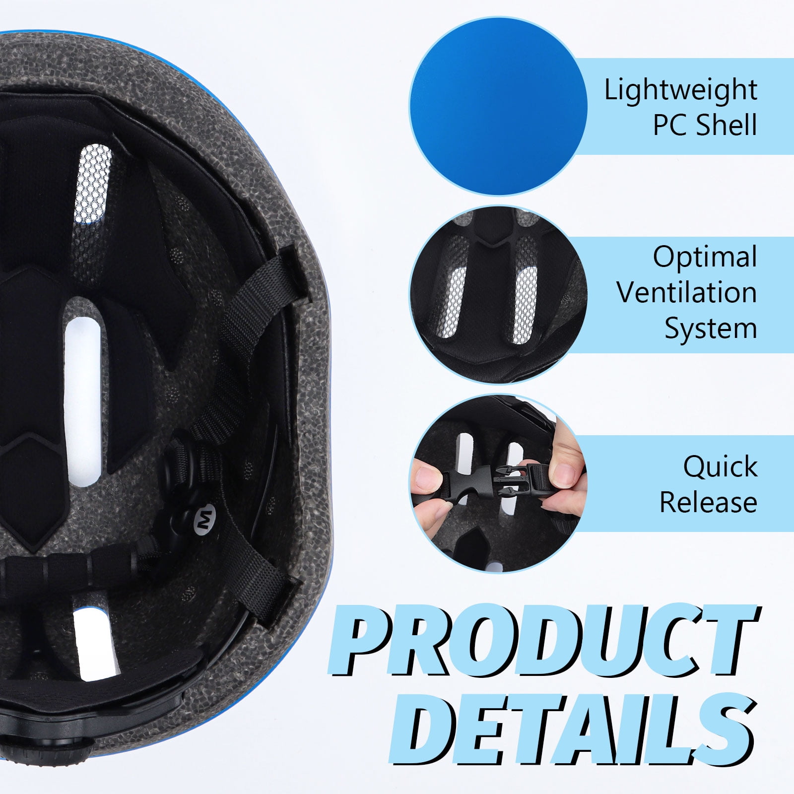 Semfri Adult Bike Helmet Skateboard Road Cycling Helmet Suitable Multi-Sport Scooter Skating Bicycle Medium Size for Men Women Blue