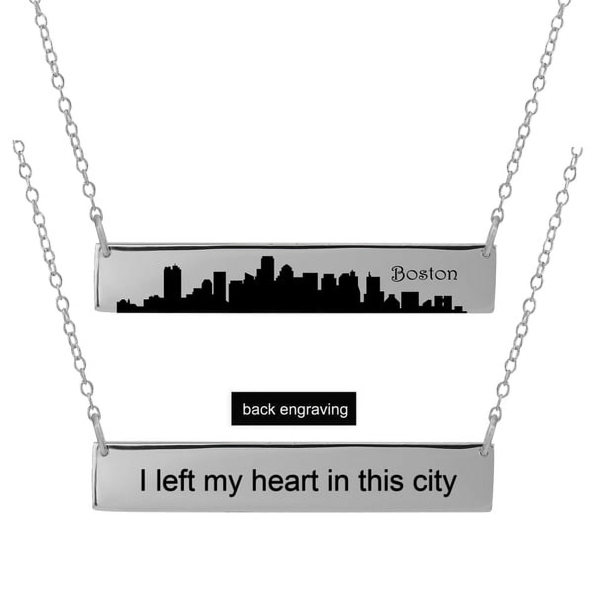 Personalized Sterling Silver, Gold Plated, 10k or 14k City Skyline Bar Necklace With 18 inch Link Chain