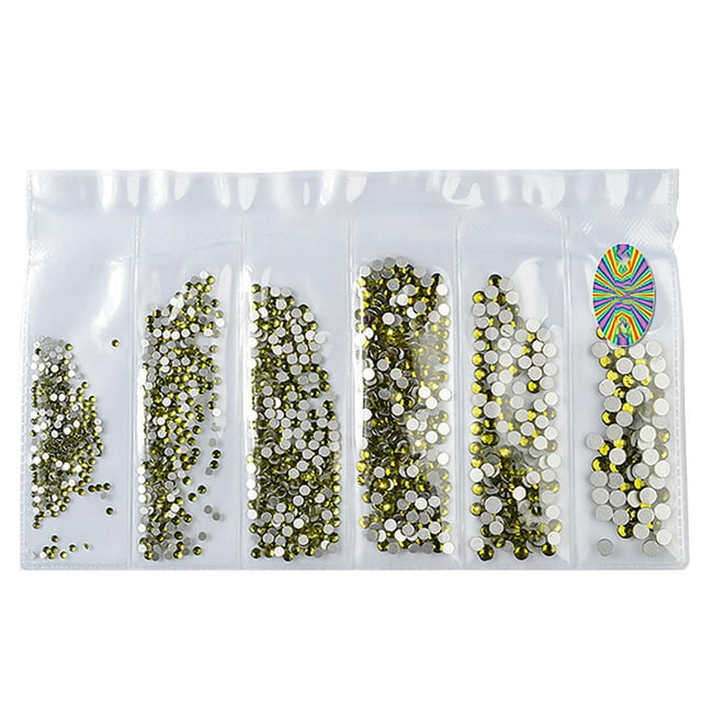 Flatback Rhinestone 6-Size Shiny DIY Round Crystal Gem Flatback Gem for Nail Art