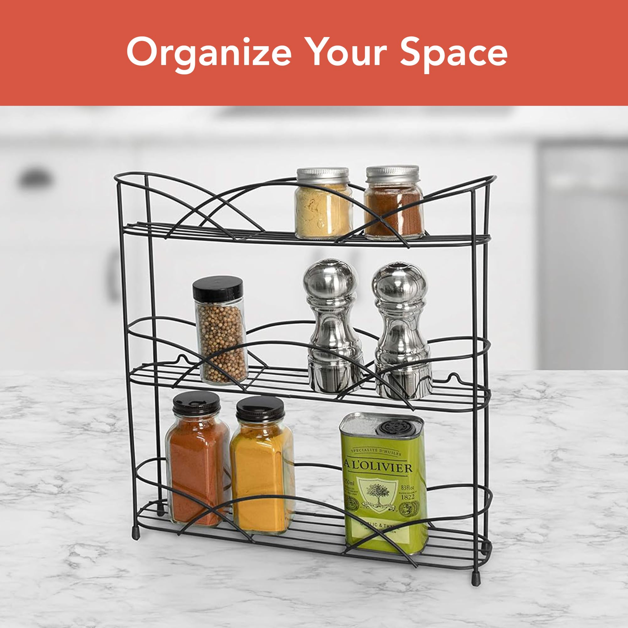 Spectrum 3-Tier Steel Spice Rack, Black photo 4