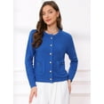 thumbnail image 4 of DARING DIVA Sweaters Collarless Button Up Dressy Chunky Knit Cardigan XS Royal Blue, 4 of 7