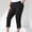 Black women's capri pants elastic waist a1, variant on Cagogo Women's Capri Pants Elastic Waist Solid Casual Plus Size Three Fourth Leggings Active Summer Lounge Drawstring Palazzo Trousers Vacation Beach Travel Work, Navy XL