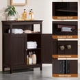 thumbnail image 6 of Bathroom Floor Storage Cabinet, Wooden Free Standing Storage Organizer with 2 Doors & Adjustable Shelf for Living Room, Hallway, Espresso, 6 of 19