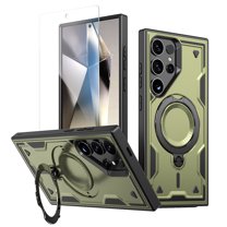 Allytechgroup Rugged Phone Case for Samsung Galaxy S25 Edge, Galaxy S25 Edge Case with Screen Protector, Ring Kickstand, Compatible with MagSafe, Military Grade Shockproof Cover, Olivegreen