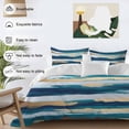 thumbnail image 3 of Abstract Modern Duvet Cover Set Full Size, Gold Blue Ripple 4 Piece Soft Microfiber Bedding Set with 1 Duvet Cover, 1 Flat Sheet, 2 Pillowcases, 3 of 9