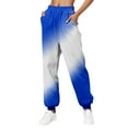 thumbnail image 2 of safuny Cargo Pants for Women High Waist Comfy Lounge Casual Soft Full Pants with Pocket Color Block Fashion Fall Winter Long Trousers Blue S, 2 of 3