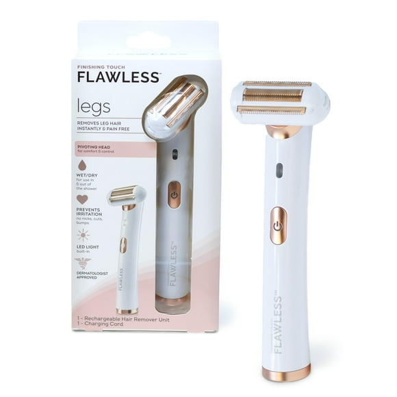 Finishing Touch Flawless Legs, Rasoir Électrique pour Femmes, Épilateur de Tête et Jambes Pivotant avec Lumière LED pour une Épilation Instantanée et Indolore