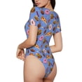 thumbnail image 2 of Balery Fastfoods Body de cuello redondo de manga corta para mujer Tops de manga corta Tops básicos-Large, 2 of 7