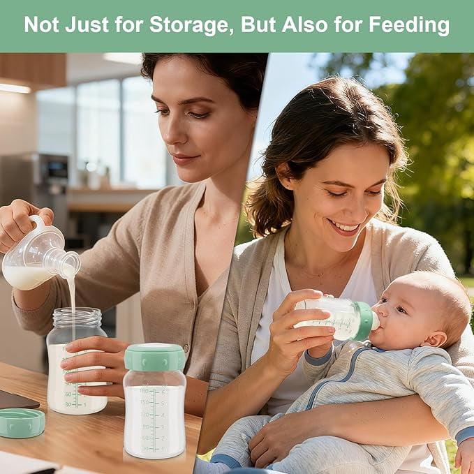 Breast Milk Storage Bottles Compatible with Momcozy Cooler, 6PC Wide-Neck 6oz  Direct Pumping Fit for Spectra S1/S2/Motif Luna, Leak-Proof  BPA Free, Freezer Safe Baby Containers for Fridge (Green)