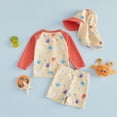 thumbnail image 4 of AWZXDE Toddler Baby Boys Cartoon 3 Piece Swimsuit Set Long Sleeve Shirt And Trunks Rash Guard With Hat For Beach Red, 4 of 7