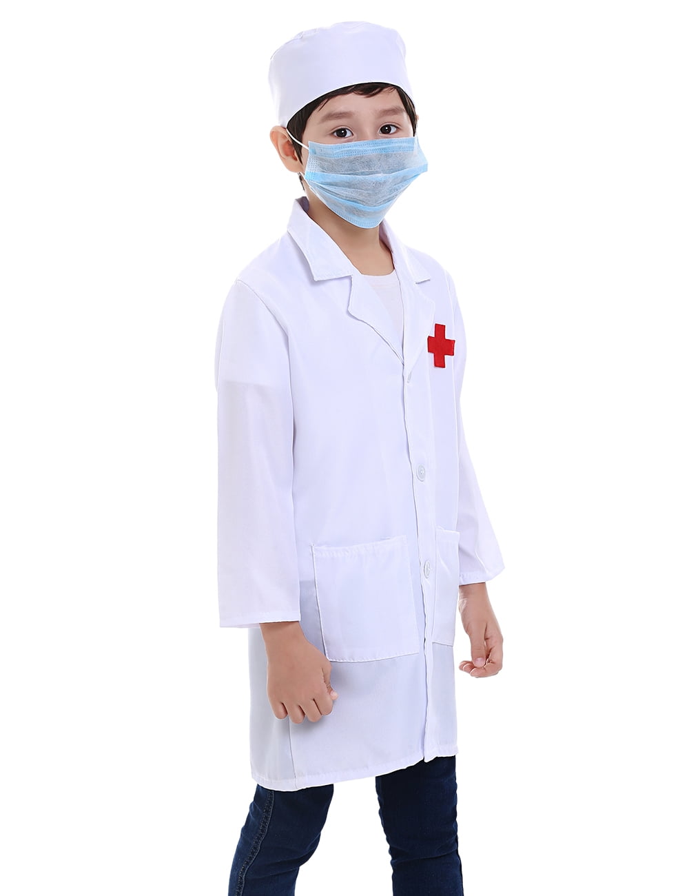 TopTie Kids White Lab Coat 2 Pockets Long Sleeve Child Doctor Role Play