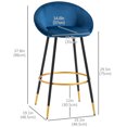 thumbnail image 3 of HOMCOM Tabourets de Bar 29,5 Pouces Ensemble de 2, Chaises de Bar en Velours avec Dossier, 3 of 10