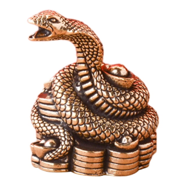 Estatua de serpiente de latón, escultura Animal, adorno de escritorio, figura en miniatura para gabinete